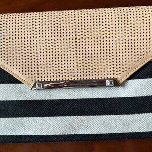 Stella & Dot Black & Cream Stripe Clutch